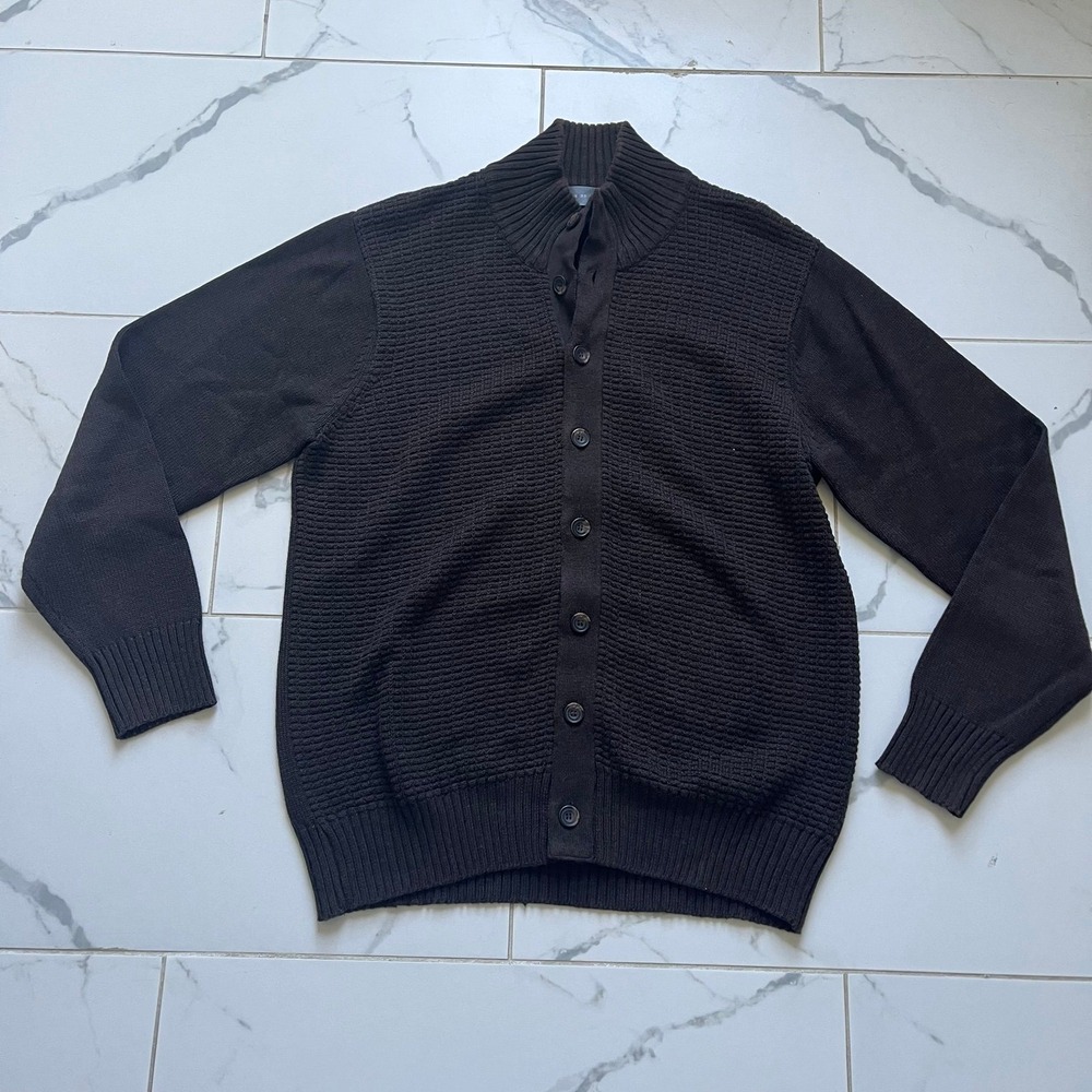 Oscar de la Renta heavy textured knit cardigan brown sz medium